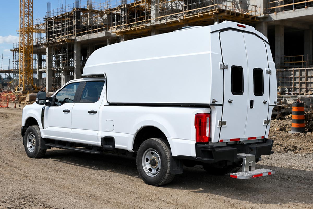 Master 75 mobile workshop service body with optional three-step rear entry