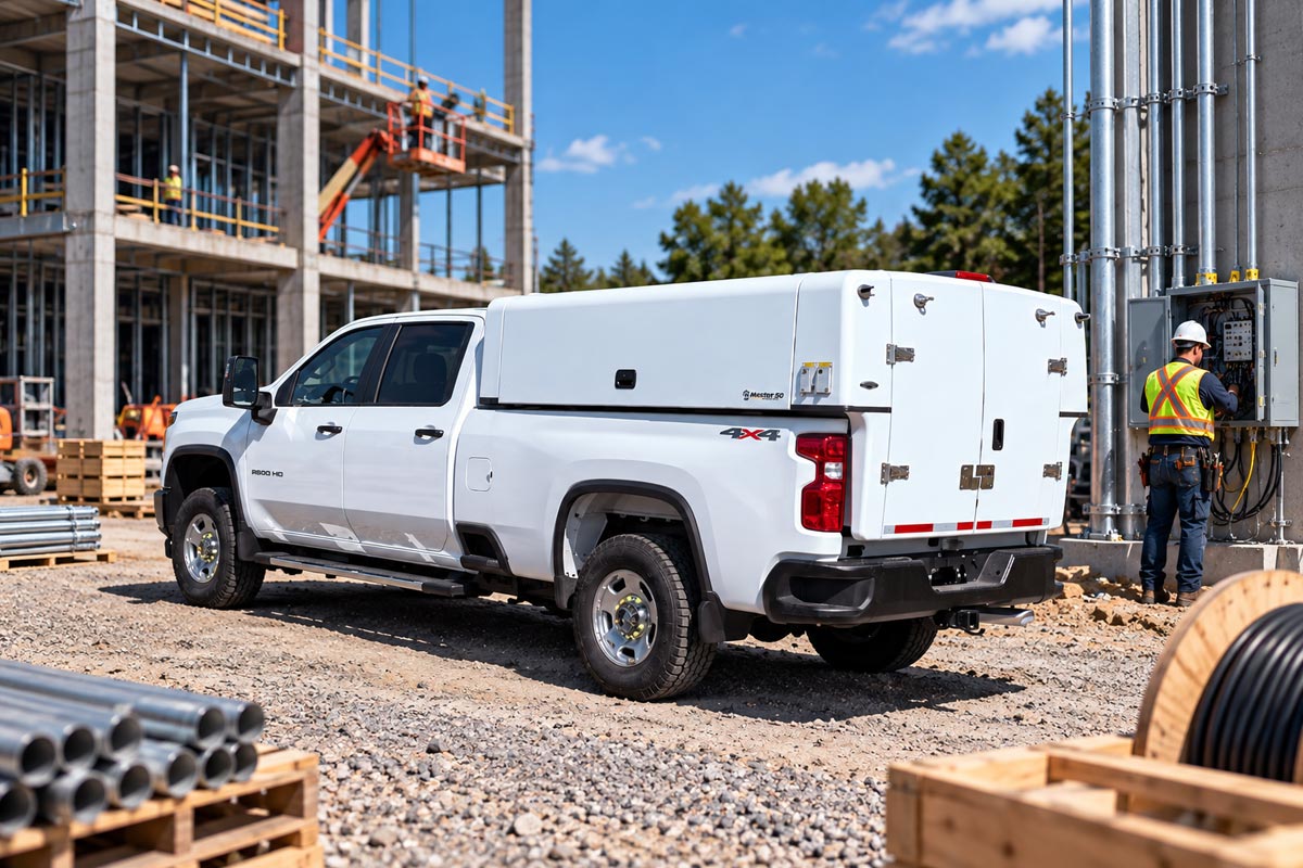 Master 50 service body for electricians on a pickup truck